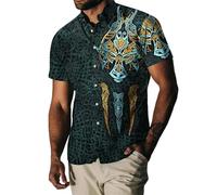 Camicia a maniche corte da uomo, leggera, casual, da viaggio, con stampa grafica, estiva, casual, per il tempo libero, per le vacanze, verde, 4XL