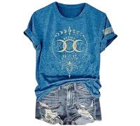 Camicia a Maniche Corte fdt 8647 Camicie a Maniche Corte lunare per Donne (Blu XXL)