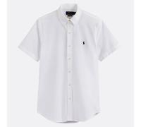 Camicia a maniche corte in popeline slim fit Bianco M Tinta unita