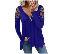 Camicia a maniche corte in tinta unita da donna camicetta da donna con scollo a V tinta unita top basic camicia vestiti abiti per la vita quotidiana regali di Natale, Blu, S