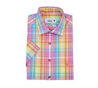Camicia A Maniche Corte Madras A Righe Rainbow Double Two 1206) M A 5XL