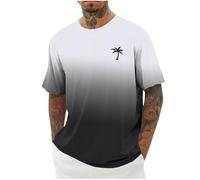 Camicia a maniche corte pullover da uomo casual per tutti i giorni con stampa sfumata a maniche corte girocollo maglietta per sport indoor outdoor vita quotidiana, bianco, XL