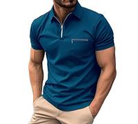 Camicia a maniche corte pullover da uomo moda quotidiana primavera e casual risvolto tinta unita maglietta a maniche corte per sport indoor outdoor vita quotidiana, Blu, 3XL