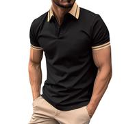 Camicia a maniche corte pullover da uomo moda quotidiana primavera ed estate casual risvolto tinta unita maglietta a maniche corte top per sport indoor outdoor vita quotidiana, Nero , 3XL