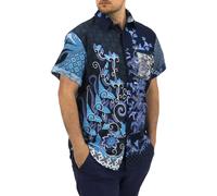 Camicia A Maniche Corte Regular Fit Loud Originals Astratta Blu Random Da Uomo