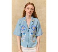 Camicia a maniche corte ricamata, EMILIUS Blu 44 (IT) - 40 (FR) Floreale