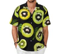 Camicia a maniche corte verde kiwi - Top estivo casual con bottoni, nero, X-Small-8X-Large