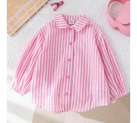 Camicia a maniche lunghe a righe di e carina per bambina, perfetta per la stagione e le vacanze 6-9M,9-12M,12-18M,18-24M,2-3YA strisceTessuto intrecciato