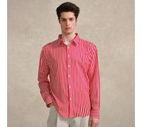 Camicia a maniche lunghe con bottoni e stampa a righe, stile designer, rossa e bianca, adatta per marito, lavoro, papà, autunno, stile old money, per tennis, casual fashion, regalo per la festa del pa