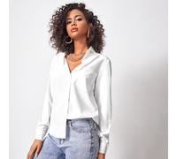 Camicia a maniche lunghe con taschino e bottoni, elegante per signore, con colletto, vestibilità regular, adatta per l'abbigliamento professionale e da lavoro, primavera/autunno, camicette da donna a 