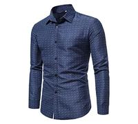 Camicia a maniche lunghe da uomo alla moda slim casual camicia slim camicia per uomo offerta, Blu marino, L