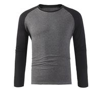 Camicia a maniche lunghe da uomo, camicetta da uomo, alla moda, casual, a digiuno, a maniche lunghe, grigio chiaro., M