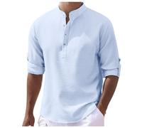 Camicia a maniche lunghe da uomo, camicetta polo da uomo Europa e Stati Uniti Stand Button Down Ananas Plaid Shirt Casual Business Trend Shirt, Blu, L