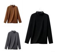 Camicia a maniche lunghe da uomo collo medio alto basic top invernale per il tempo libero maglietta nera da uomo a maniche lunghe camicia intima collo a mezzo rotolo biancheria termica invernale (L
