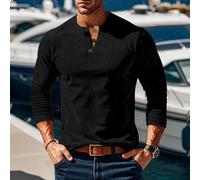 Camicia a maniche lunghe da uomo, foderata in pile, tinta unita, caldo strato base in velluto, per la stagione fredda (XXL nero)