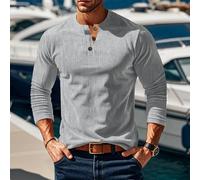 Camicia a maniche lunghe da uomo, foderata in pile, tinta unita, strato base in velluto caldo per il freddo (S grigio chiaro)