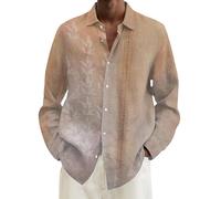 Camicia a maniche lunghe da uomo Funky, per il tempo libero, casual, con bottoni, per l'estate, da spiaggia, traspirante, da cowboy, da uomo, non si formano pieghe quando si è seduti a lungo, Khaki-d