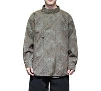 Camicia a maniche lunghe da uomo in stile cinese con bottoni a rana in jacquard retrò, EN8, XS