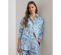 Camicia a maniche lunghe in lino con stampa cachemire Blu M Floreale