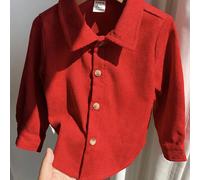 Camicia a maniche lunghe in velluto a coste rosso per bambino, abbinamento famiglia mamma e figlio, casual autunnale per il ritorno a scuola, paggio, morbida e comoda, Natale e inverno 6-9M,9-12M,12-1