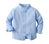 Camicia a maniche lunghe monopetto, multicolore opzionale per 2 ragazzi, Blu, 6-12 Monate
