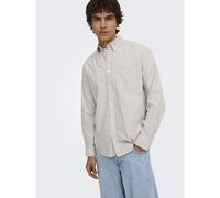 Camicia a maniche lunghe Oxford Beige XXL A righe