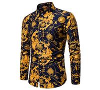 Camicia A Maniche Lunghe Uomo Slim Fit Fashion Camicia Casual da Uomo Primavera E Autunno Nuova Tendenza Camicia Stampa Uomo Manica Lunga AD007 M