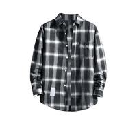 Camicia a quadri da uomo stile country, casual, a maniche lunghe, vestibilità normale, cotone, camicia da boscaiolo con tasche button-down, qualità super elevata, facile da curare, vacanze, vacanze