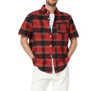 Camicia a quadri da uomo Xxxl, estiva, da uomo, per la primavera, l'estate, leggera, per il tempo libero, comoda, classica, da uomo, a quadri, con bottoni, casual, a maniche corte, traspirante