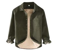 Camicia A Quadri Uomo-Camicia Uomo Manica Lunga-Camicia Casual da Uomo in Velluto A Coste E Pile Tinta Unita A Maniche Lunghe con Una Tasca E Risvolto Camicie Imbottite