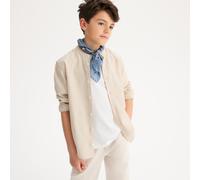 Camicia a righe, collo Mao, cotone/lino Altro 7 anni - 120 cm A righe
