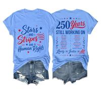 Camicia a stelle e strisce e diritti umani 250° anniversario 4 luglio Liberty and Justice for All Camicia unisex, Blu Carolina, XS