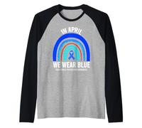 Camicia Abuso Bambino - April We Wear Blue Child Abuse Awareness Maglia con Maniche Raglan
