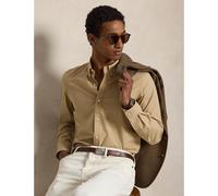 Camicia aderente chino con logo ricamato Beige XL Tinta unita