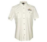 Camicia Aeronautica Militare Uomo Manica Corta Bianca AM Mostrine Cotone TG S B3/73, S
