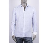 CAMICIA AL MILANO CON STAMPA A FIORI PICCOLI 100% LINO REGULAR FIT CON INTARSI