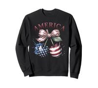 Camicia America Cherry Bow, simpatica bandiera degli Stati Uniti, 4 luglio, festa patriottica Felpa