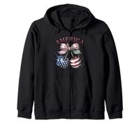 Camicia America Cherry Bow, simpatica bandiera degli Stati Uniti, 4 luglio, festa patriottica Felpa con Cappuccio