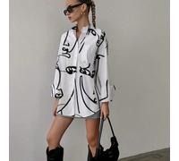 Camicia ampia a maniche lunghe da donna, adatta per colloqui di lavoro, pendolarismo, casual, minimalista. Adatta per il ritorno a scuola, laurea, ufficio. Semplice ed elegante. Camicia ampia, adatta 