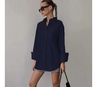 Camicia ampia a maniche lunghe di colore unito da donna, adatta per colloqui di lavoro, pendolarismo, casual, minimalista, adatta per il ritorno a scuola, laurea, ufficio, primavera, estate, autunno. 