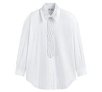 Camicia ampia con cravatta, made in Europe Bianco 38 (IT) - 34 (FR) A righe
