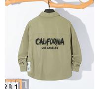 Camicia ampia in tessuto leggero con colletto alla coreana, stampa a graffiti e lettera, manica lunga, adatta per pendolarismo, scuola, casual quotidiano, vacanza, sport e adatta per primavera, estate