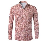 Camicia Anni 70 Uomo Disco - da Avere Assolutamente A ! Camicia da A Maniche Lunghe con Bottoni E Risvolto Stampato Lucido alla Moda da Indossare Durante Le Feste Design Luminoso Adatta per Le (S)