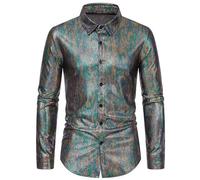 Camicia Anni 70 Uomo Hippie Uomo Camicia Oktoberfest Oro No Stiro Camicie Taglie forti Bianca Vestito Bianco Costume Maniche Lunghe Lino Manica Corta Hawaiana Oxford Regular Rossa Xxl Lavoro Giacca