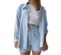 Camicia Anti UV Donna Manica Lunga - Camicetta Donna Chic ed Elegante Camicetta Spacco Camicette Chic Cardigan con Pulsante Camicetta Casual Top Tinta unita Abbigliamento Loungewear Revers Alto