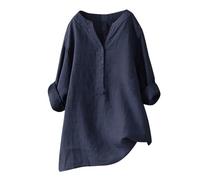Camicia Anti UV Donna Manica Lunga Camicette E Camicette Donna Grandi Dimensioni Camicetta XXXXXL Top Casual Abbigliamento Tinta Unita Camicia Protezione Solare Loungewear, navy, 4X-Large