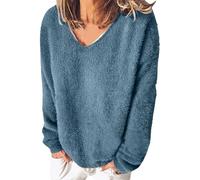 Camicia Anti UV Donna Manica Lunga Top Donna Chic ed Elegante Scollo a V Camicetta Casual Camicette Inverno Top Largo Top Tinta unita Abbigliamento Casa Loungewear Pilou Maglione Corto Maglioni, navy