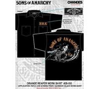 Camicia Autentica Sons Of Anarchy Arancione Reaper Camicia Biker A Bottoni L