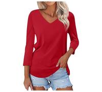 Camicia Base a Maniche Lunghe Slim Fit alla Moda e Casual da Donna T-Shirt a Maniche Lunghe e Mezza T-Shirt Girocollo con Stampa 3D (Watermelon Red, XXL)