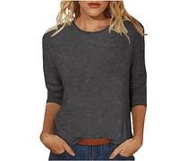 Camicia Basic da Donna a 3/4 Manica, Tops Estivi, Basic T-Shirt, Tunika, Tinta Unita, Blusa con Girocollo, Leggera e Morbida, Casual, Abbigliamento Estivo, Taglie Forti, Tops, Maglietta Casual, per